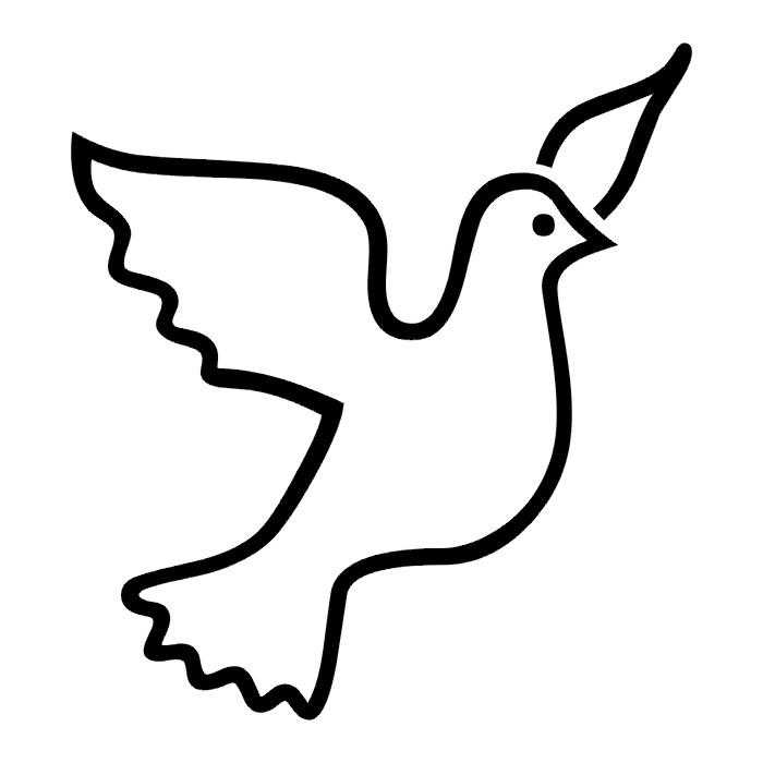 Раскраска Контур голубя. голубь летит Скачать голубь.  Распечатать ,Контуры для вырезания птиц,