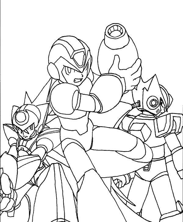 Раскраска Бронированный солдат с автоматом аниме Скачать аниме, парень.  Распечатать ,аниме,