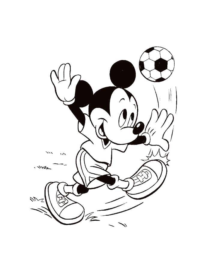 Раскраска Микки маус футболист Скачать микки маус, спорт, футболист, футбол.  Распечатать ,микки маус,