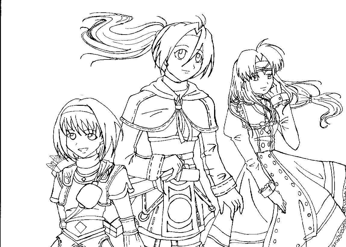 Раскраска Девочки аниме Скачать аниме, мультфильмы, девочки.  Распечатать ,аниме,
