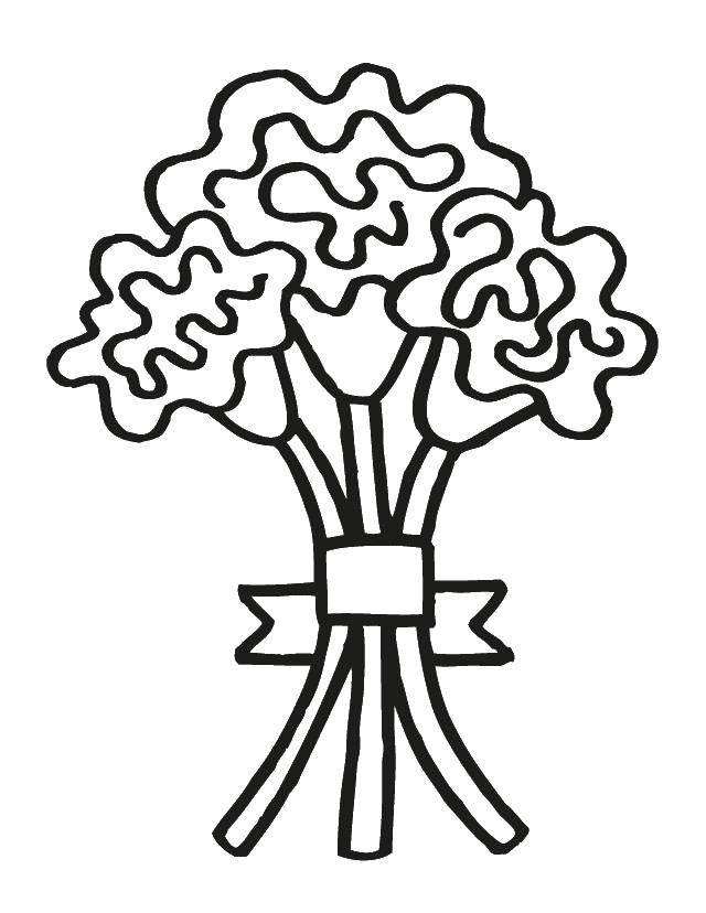 Раскраска Цветы с лентой Скачать цветы, растения, лента.  Распечатать ,цветы,