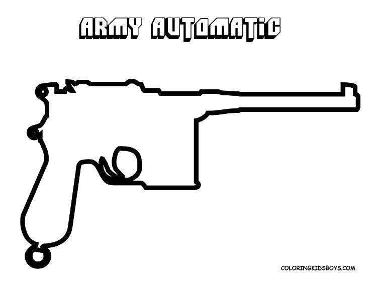 Раскраска Армейский автомат Скачать оружие, армия, автомат.  Распечатать ,оружие,
