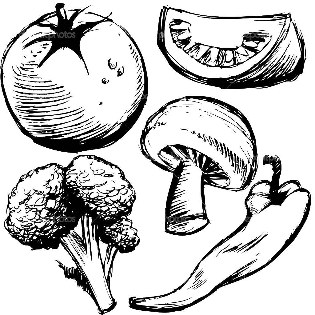 Раскраска Полезные продукты Скачать еда, продукты.  Распечатать ,Еда,
