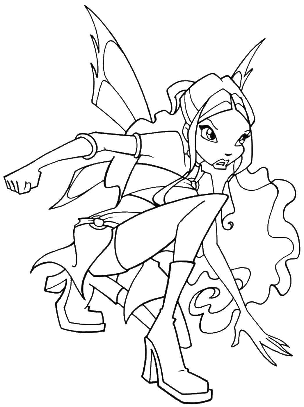 Раскраска Грозная лейла Скачать Персонаж из мультфильма, Winx.  Распечатать ,Винкс,
