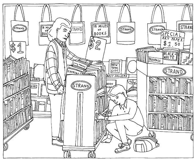 Раскраска Книжный магазин Скачать Магазин.  Распечатать ,Город,
