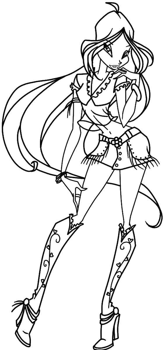 Раскраска Шикарный наряд блум Скачать Персонаж из мультфильма, Winx.  Распечатать ,Винкс,