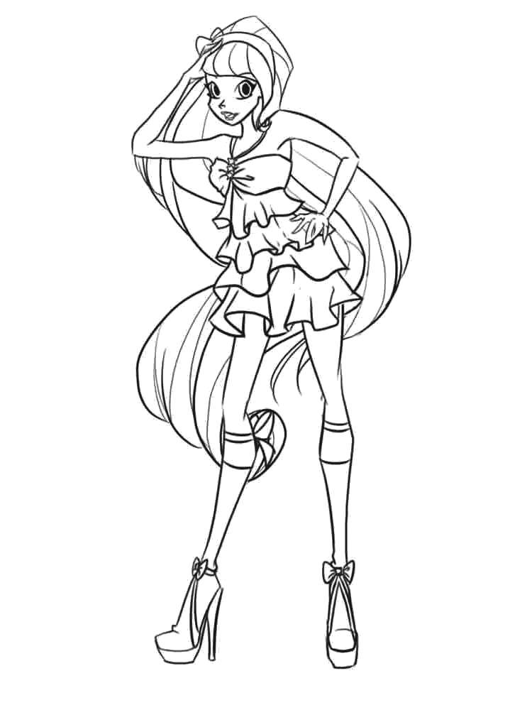 Раскраска Стелла на каблуках Скачать Персонаж из мультфильма, Winx.  Распечатать ,Винкс,