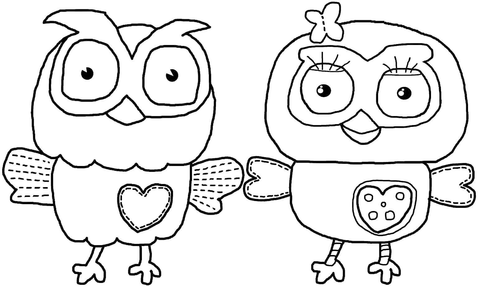 Раскраска Совята для вырезания Скачать Птицы.  Распечатать ,птицы,