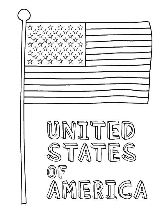 Раскраска Америка флаг Скачать флаг, США.  Распечатать ,раскраски,