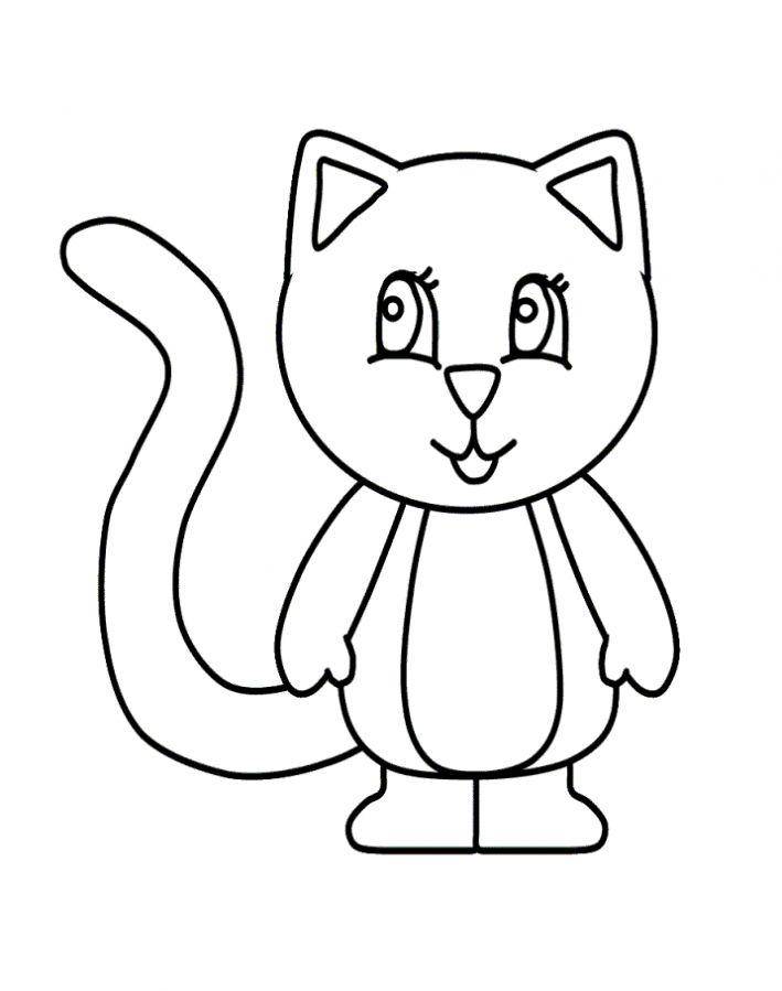 Раскраска Рисунок котенка Скачать кошка, кот.  Распечатать ,домашние животные,