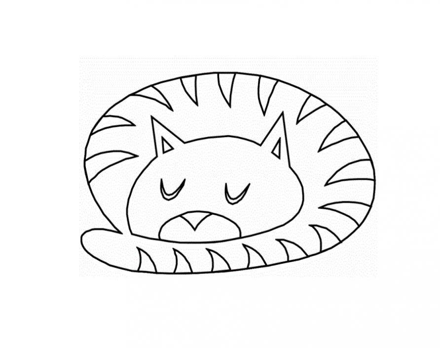 Раскраска Рисунок полосатого кота Скачать кошка, кот.  Распечатать ,домашние животные,