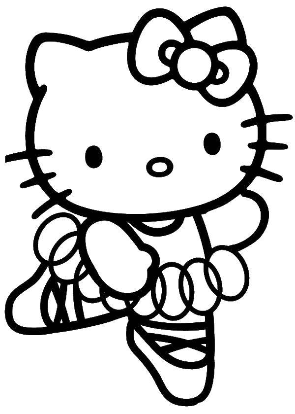 Раскраска Hello kitty в пачке Скачать Hello Kitty, балерина, пачка.  Распечатать ,Hello Kitty,