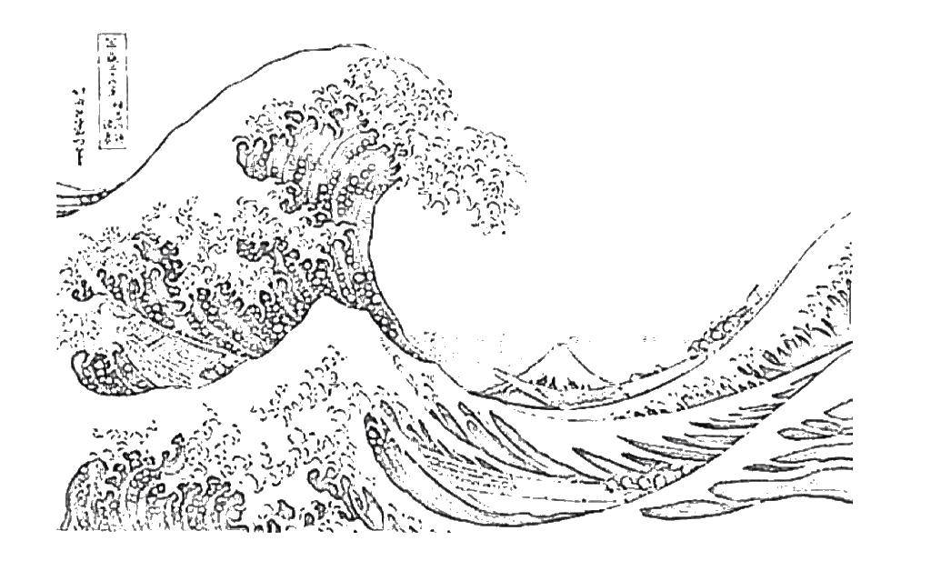 Раскраска Морские волны Скачать волны, море, вода.  Распечатать ,раскраски,