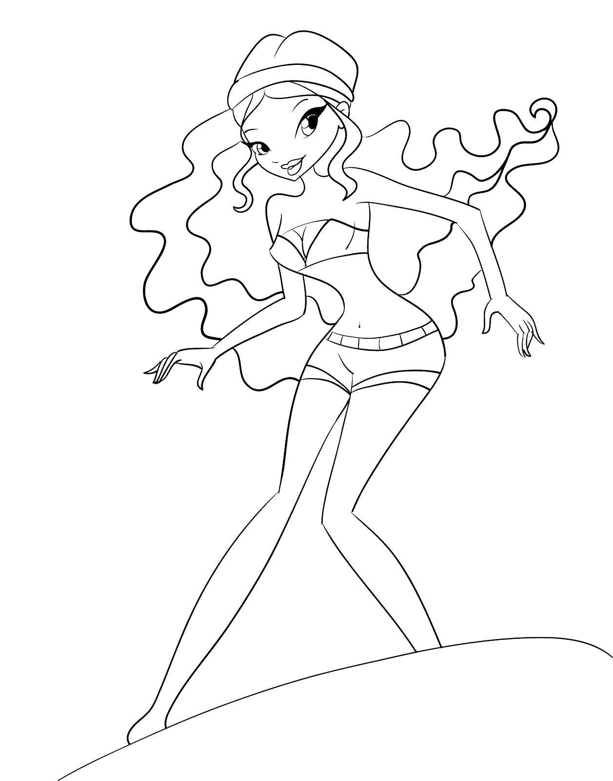 Раскраска Летняя лейла Скачать Персонаж из мультфильма, Winx.  Распечатать ,Персонаж из мультфильма,