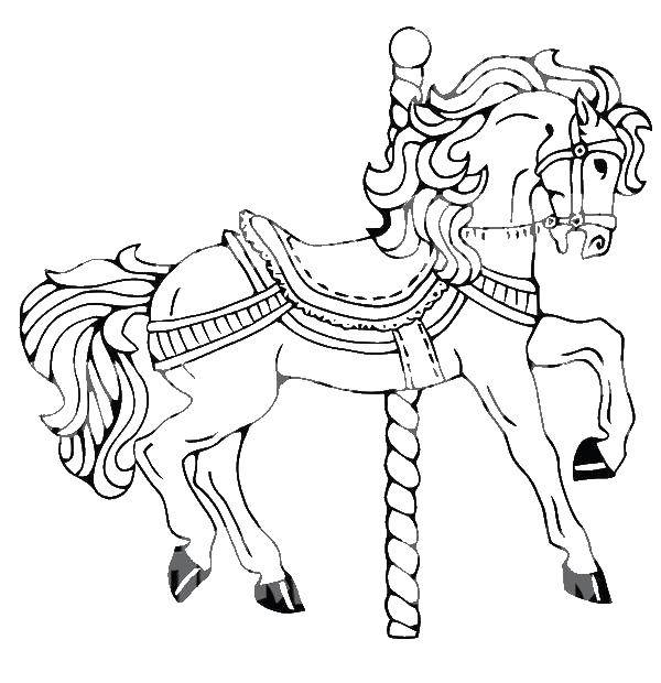 Раскраска Конь карусельный Скачать карусель, конь.  Распечатать ,игрушка,