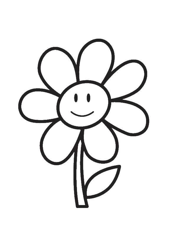 Раскраска Веселая ромашка Скачать Цветы.  Распечатать ,Раскраски для малышей,