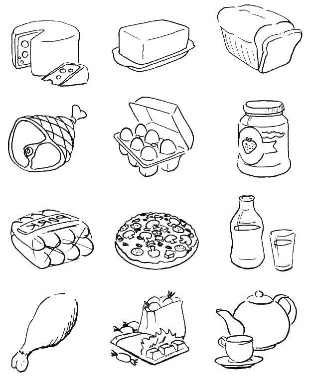 Раскраска Разные продукты питания Скачать еда, продукты.  Распечатать ,Еда,