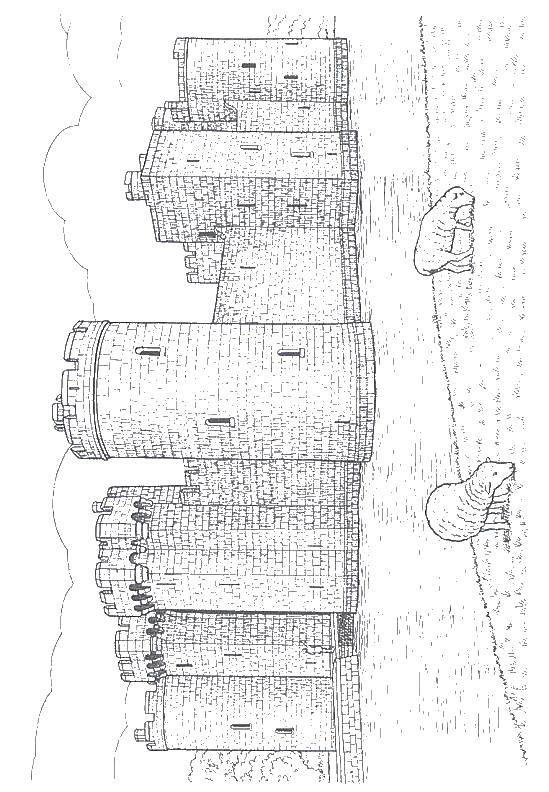 Раскраска Замок и бараны Скачать замок, башни, бараны.  Распечатать ,Замки,