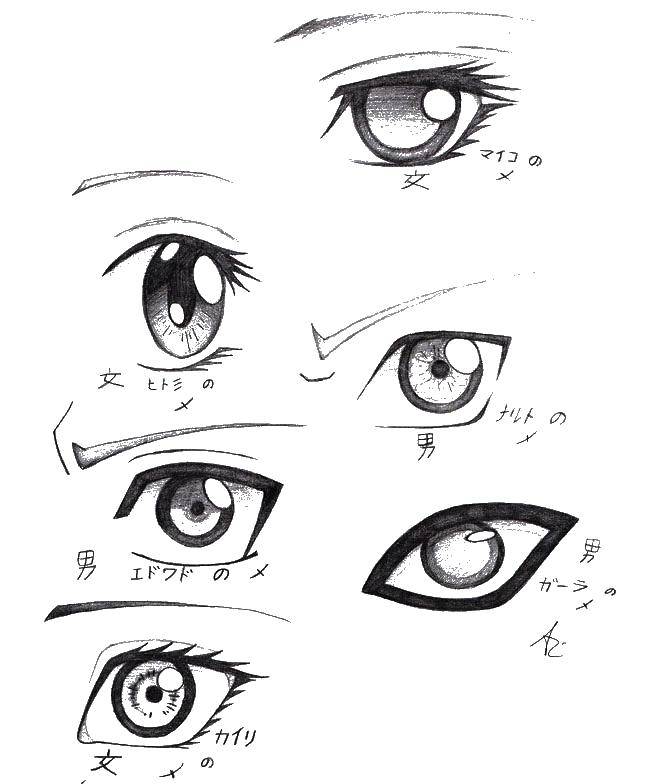 Раскраска Анимешные глаза Скачать аниме, глаза.  Распечатать ,аниме,