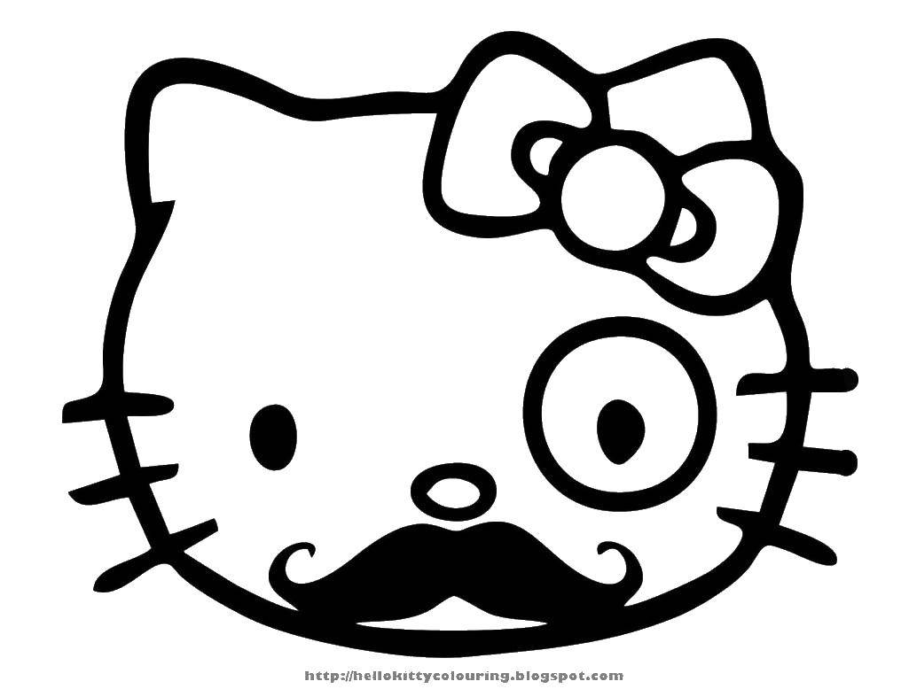Раскраска Hello kitty с усами Скачать Hello Kitty, усы, бантик.  Распечатать ,Hello Kitty,