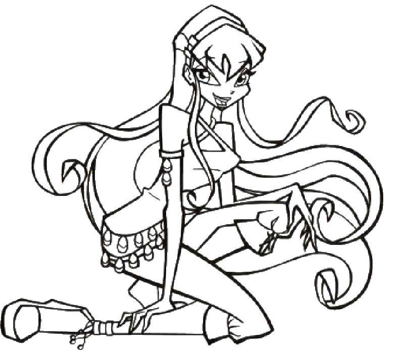 Раскраска Стелла из мультфильма winx Скачать Персонаж из мультфильма, Winx.  Распечатать ,Винкс,