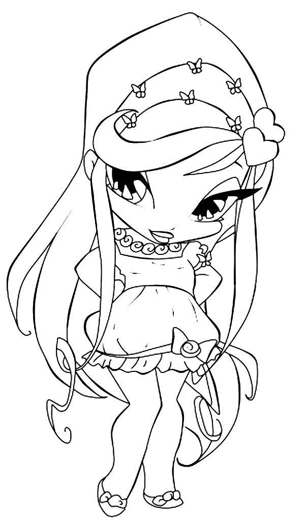Раскраска Стелла из мультфильма winx Скачать Персонаж из мультфильма, Winx.  Распечатать ,Винкс,