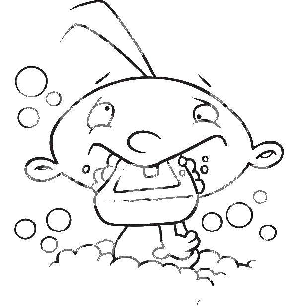 Раскраска Ребенок кушает мыло Скачать Ребенок, мыло.  Распечатать ,Люди,