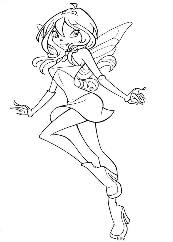 Раскраска Блум из мультфильма winx Скачать Персонаж из мультфильма, Winx.  Распечатать ,Персонаж из мультфильма,