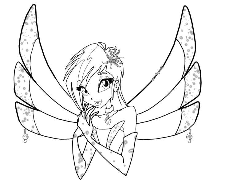 Раскраска Фея из мультфильма winx Скачать Персонаж из мультфильма, Winx.  Распечатать ,Персонаж из мультфильма,