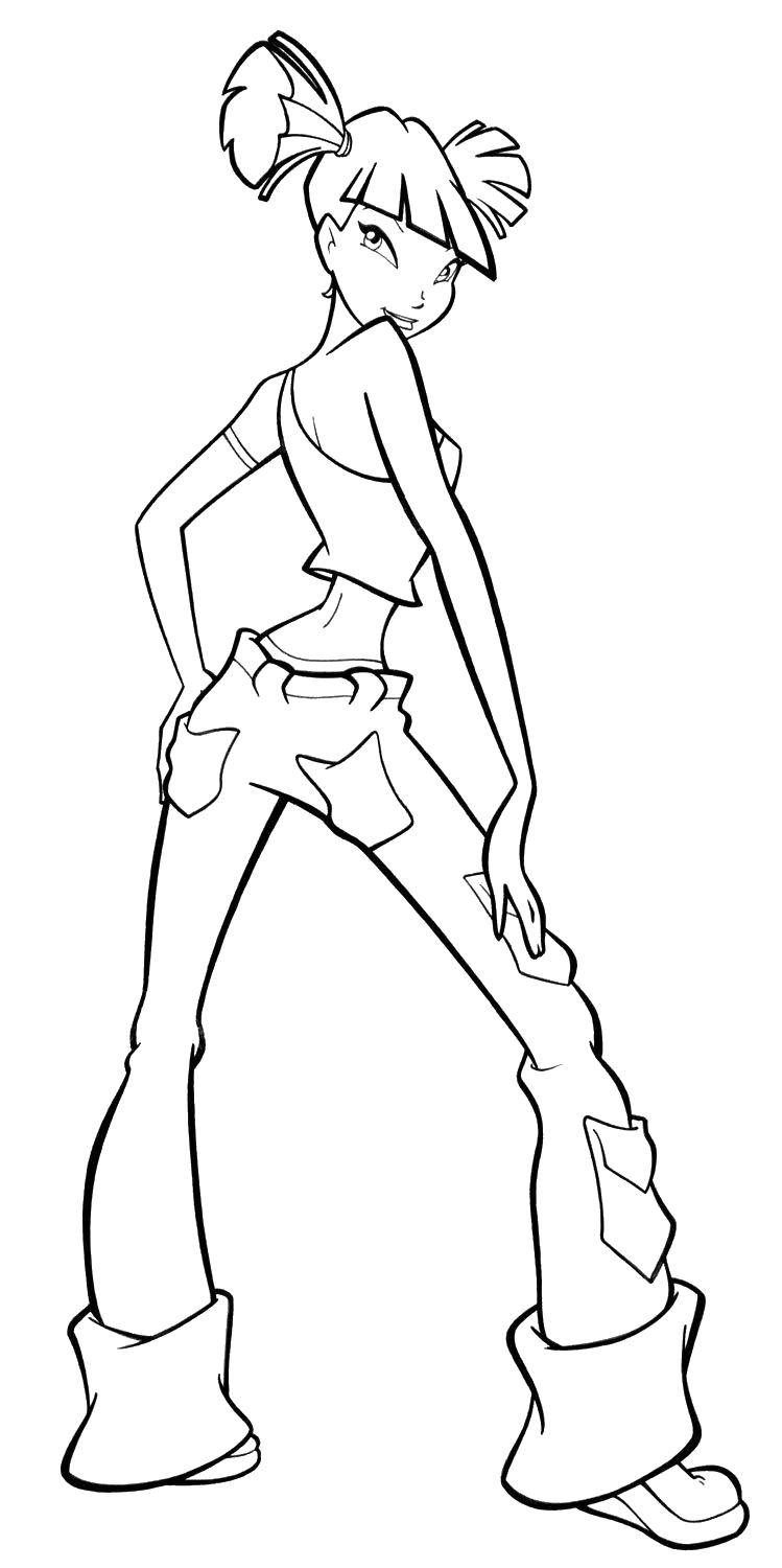 Раскраска Муза из мультфильма winx Скачать Персонаж из мультфильма, Winx.  Распечатать ,Персонаж из мультфильма,