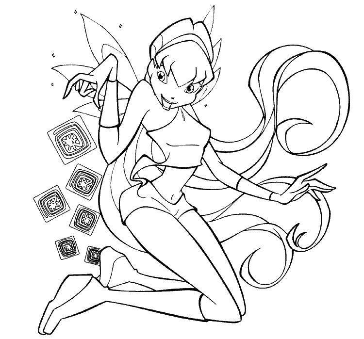 Раскраска Стелла из мультфильма winx Скачать Персонаж из мультфильма, Winx.  Распечатать ,Персонаж из мультфильма,