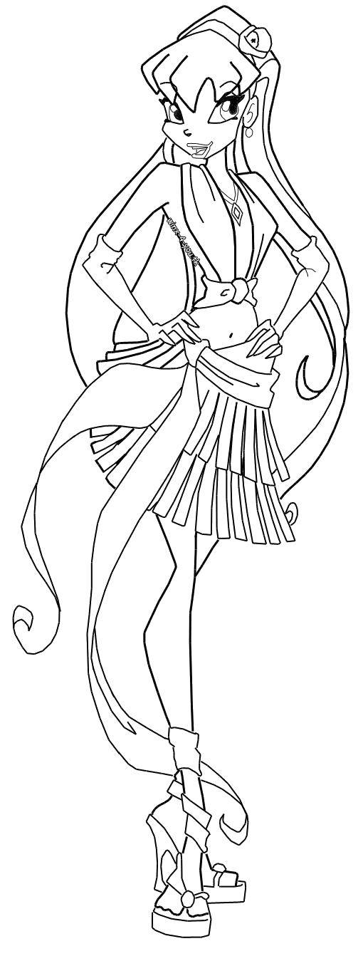 Раскраска Стелла из мультфильма winx Скачать Персонаж из мультфильма, Winx.  Распечатать ,Персонаж из мультфильма,