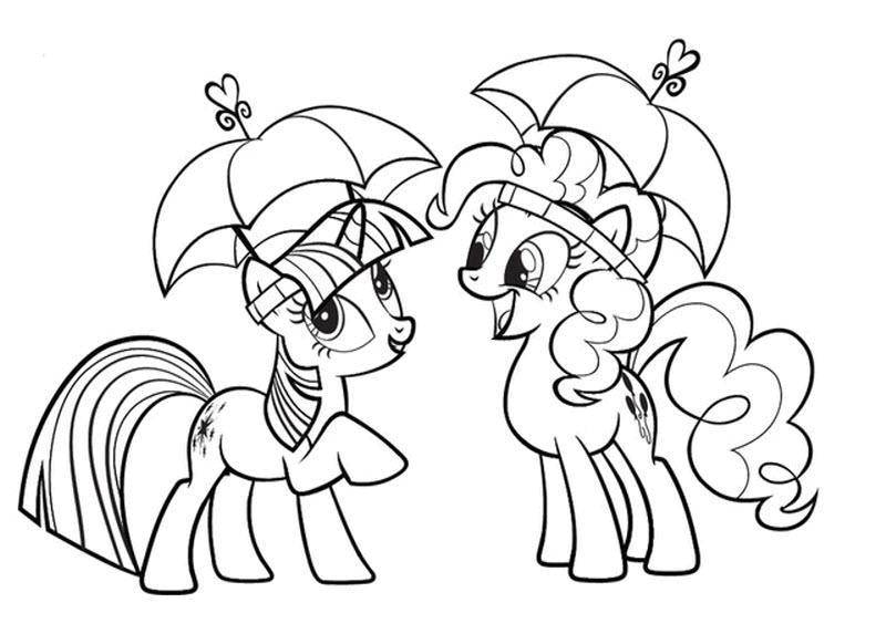 Раскраска Пони из my little pony под зонтиками Скачать Пони, "My little pony".  Распечатать ,мой маленький пони,