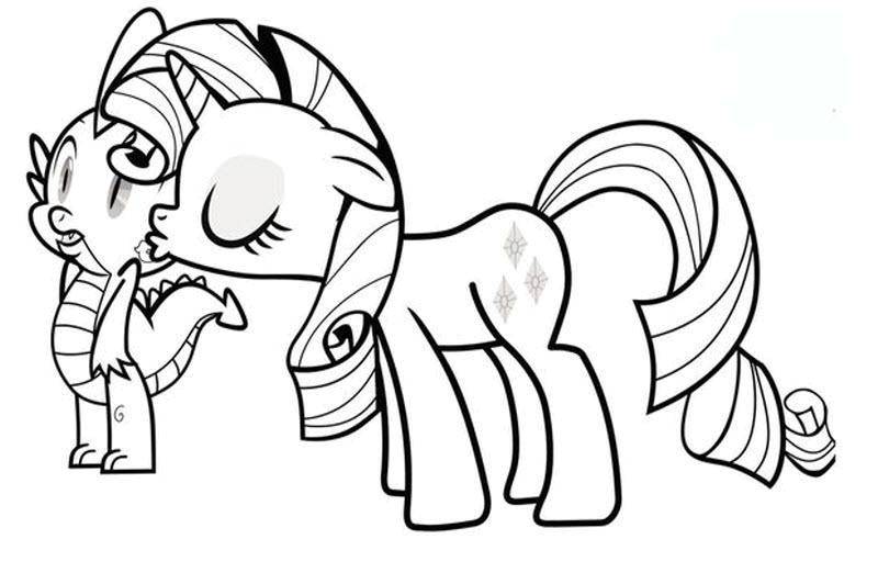 Раскраска Пони целует динозаврика Скачать Пони, "My little pony".  Распечатать ,мой маленький пони,