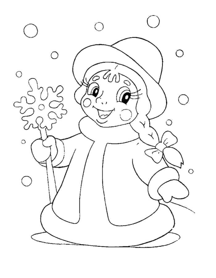 Раскраска Снегурочка зимой Скачать Снегурочка, зима, Новый Год, лес.  Распечатать ,снегурочка,