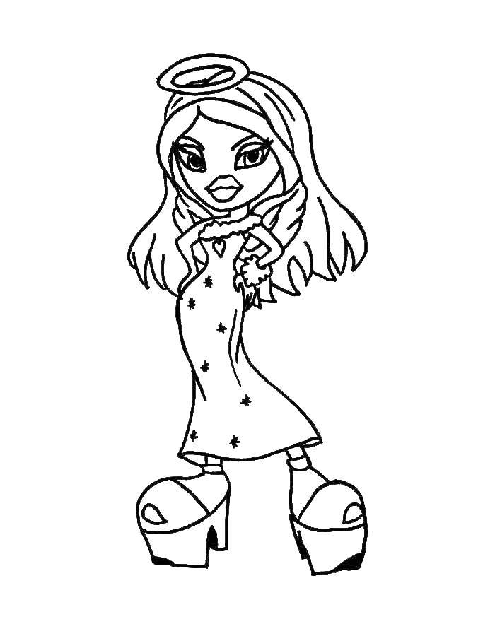 Раскраска Кукла из bratz Скачать Кукла, "Bratz".  Распечатать ,раскраски для девочек,