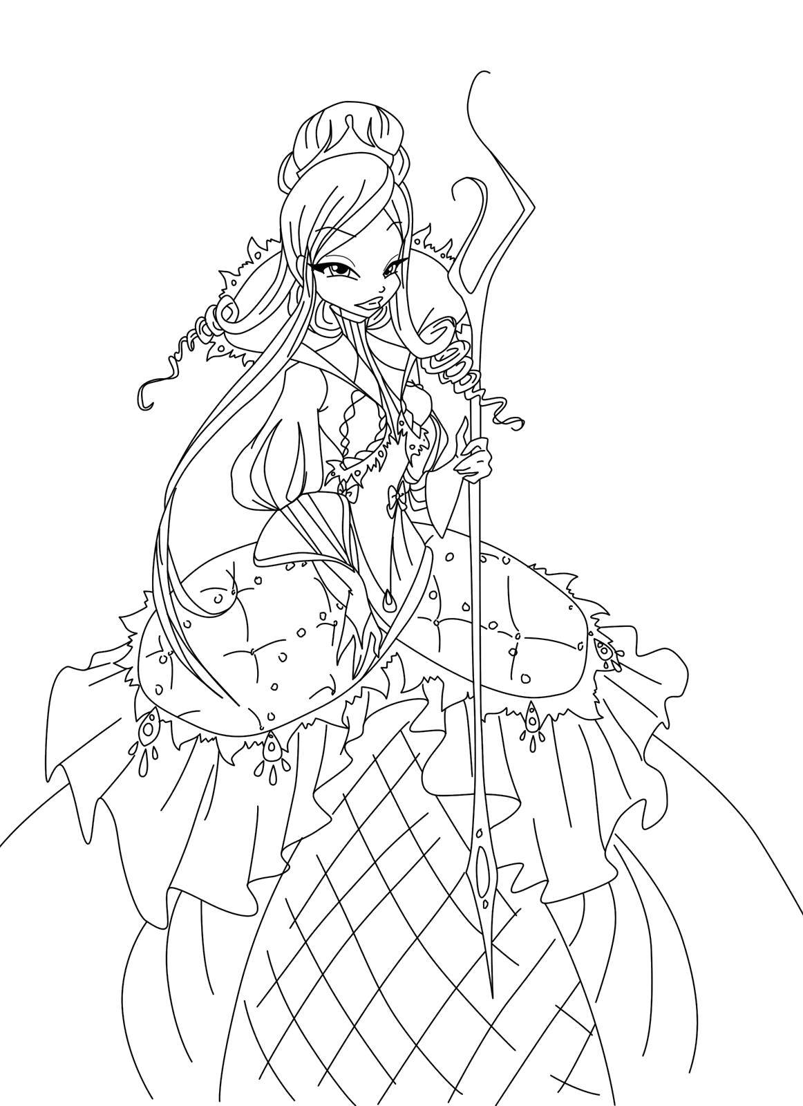 Раскраска Фея из мультфильма winx Скачать Персонаж из мультфильма, Winx.  Распечатать ,Персонаж из мультфильма,