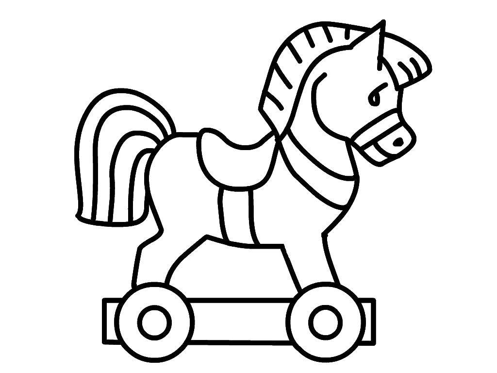 Раскраска Деревянная лошадка Скачать Игрушка, лошадка.  Распечатать ,игрушка,