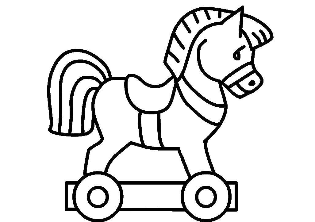 Раскраска Деревянная лошадка Скачать Игрушка, лошадка.  Распечатать ,игрушка,