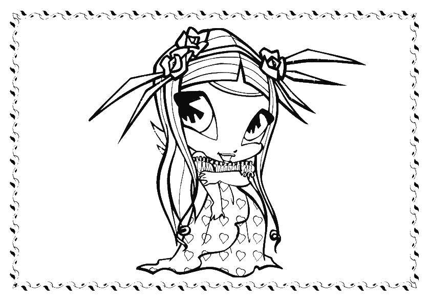 Раскраска Фея из мультфильма winx Скачать Фея, сказка.  Распечатать ,Персонаж из мультфильма,