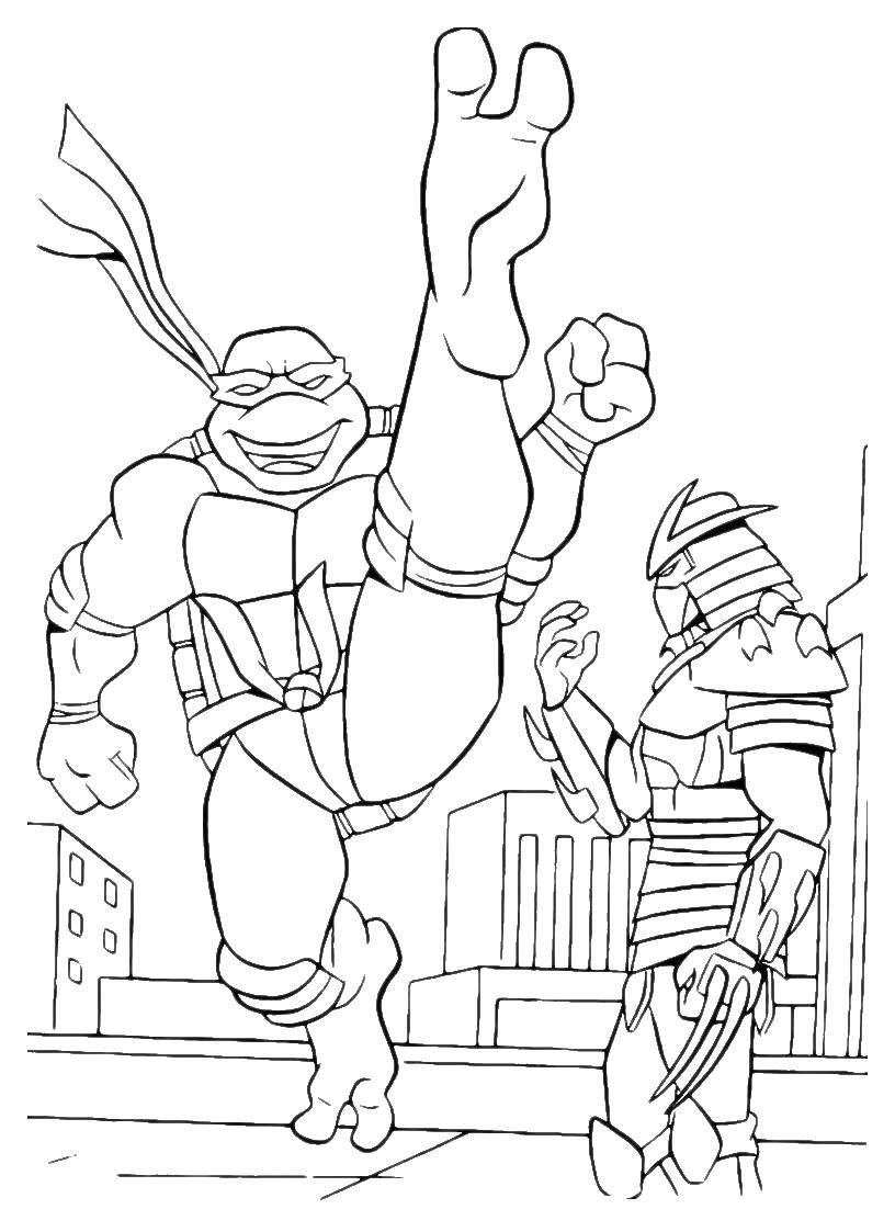 Раскраска Черепашки ниндзя против шредера Скачать черепашки ниндзя, ниндзя, Шредор.  Распечатать ,черепашки ниндзя,