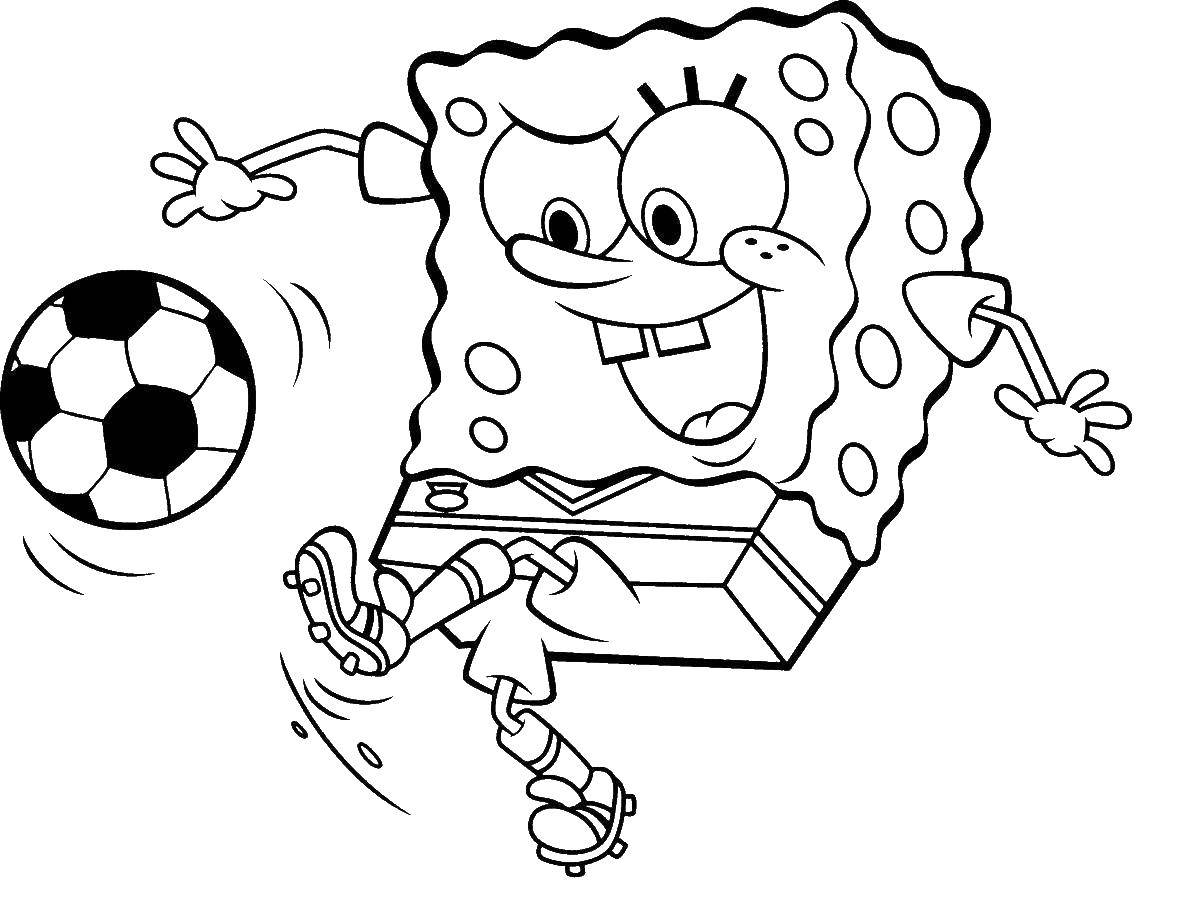 Раскраска Спанч боб играет в футбол Скачать спанч боб, патрик.  Распечатать ,спанч боб,