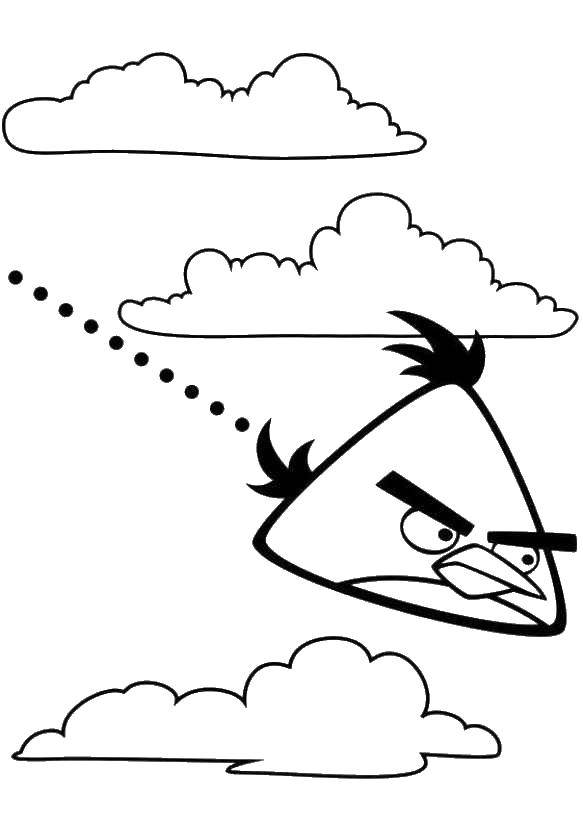 Раскраска Птичка из angry birds летит на свиней Скачать Игры, Angry Birds .  Распечатать ,angry birds,