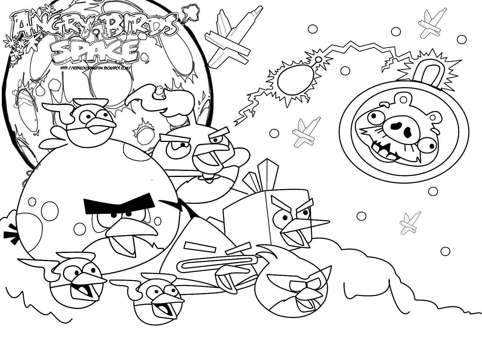Раскраска Энгри бёрдс в космосе Скачать Игры, Angry Birds .  Распечатать ,angry birds,