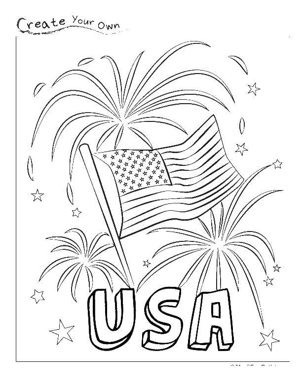 Раскраска Флаг сша Скачать Америка, США, флаг.  Распечатать ,США,