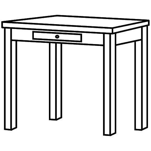 Раскраска Стол с ящичком Скачать мебель, стол.  Распечатать ,мебель,