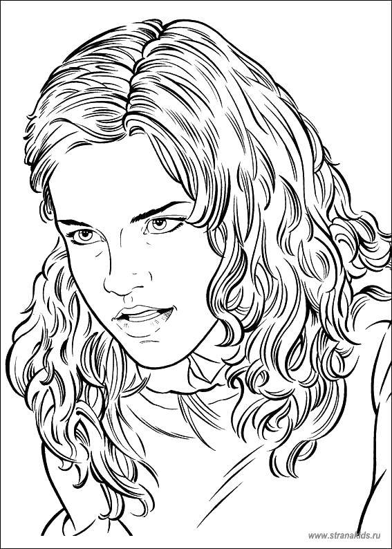 Раскраска Гермиона грейнджер Скачать Гарри Поттер, мультфильм.  Распечатать ,гарри поттер,