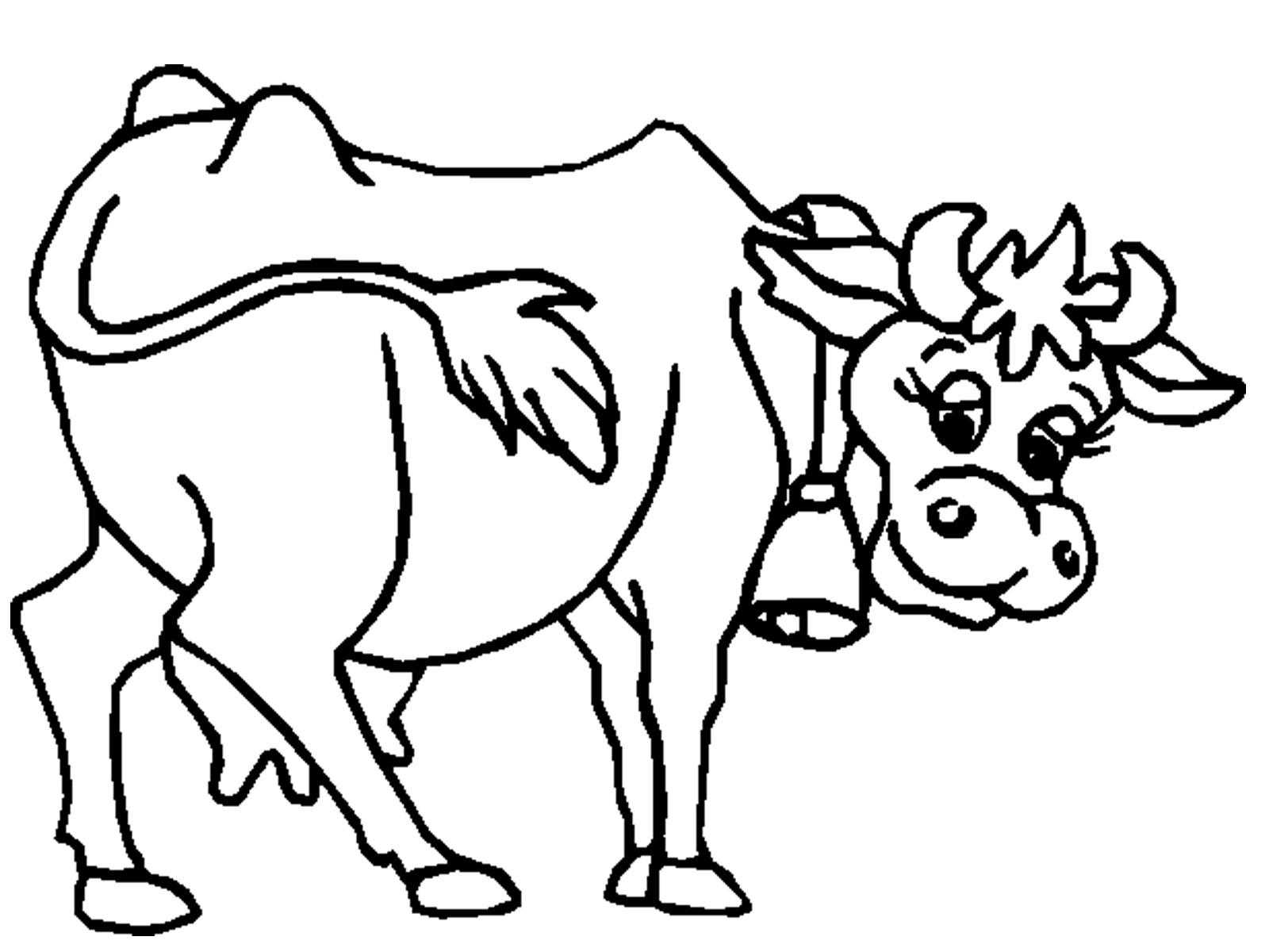 Раскраска Корова с колокольчиком Скачать корова, колокольчик.  Распечатать ,домашние животные,