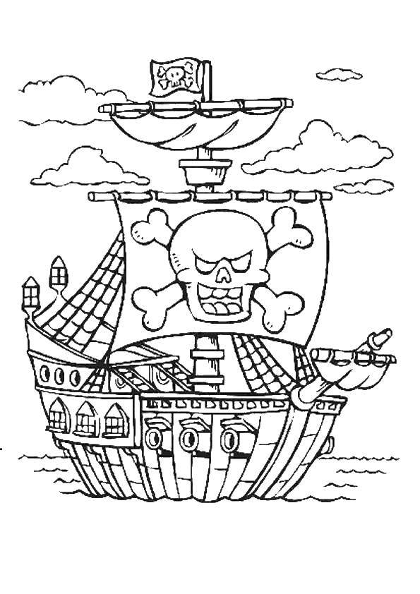 Раскраска Пиратский корабль Скачать пираты, корабль.  Распечатать ,Пираты,