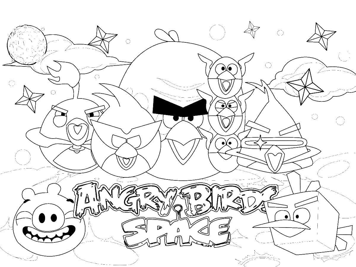 Раскраска Энгри бёрдс в космосе Скачать Игры, Angry Birds .  Распечатать ,angry birds,